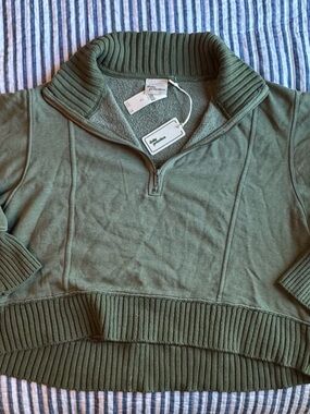 Daily Practice Olive Green Quarter-Zip Pullover